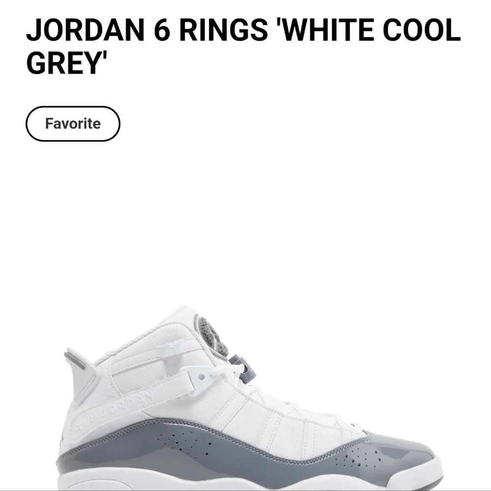 Nike Air Jordan 6 Rings White Cool Grey Sneakers Sz 5Y